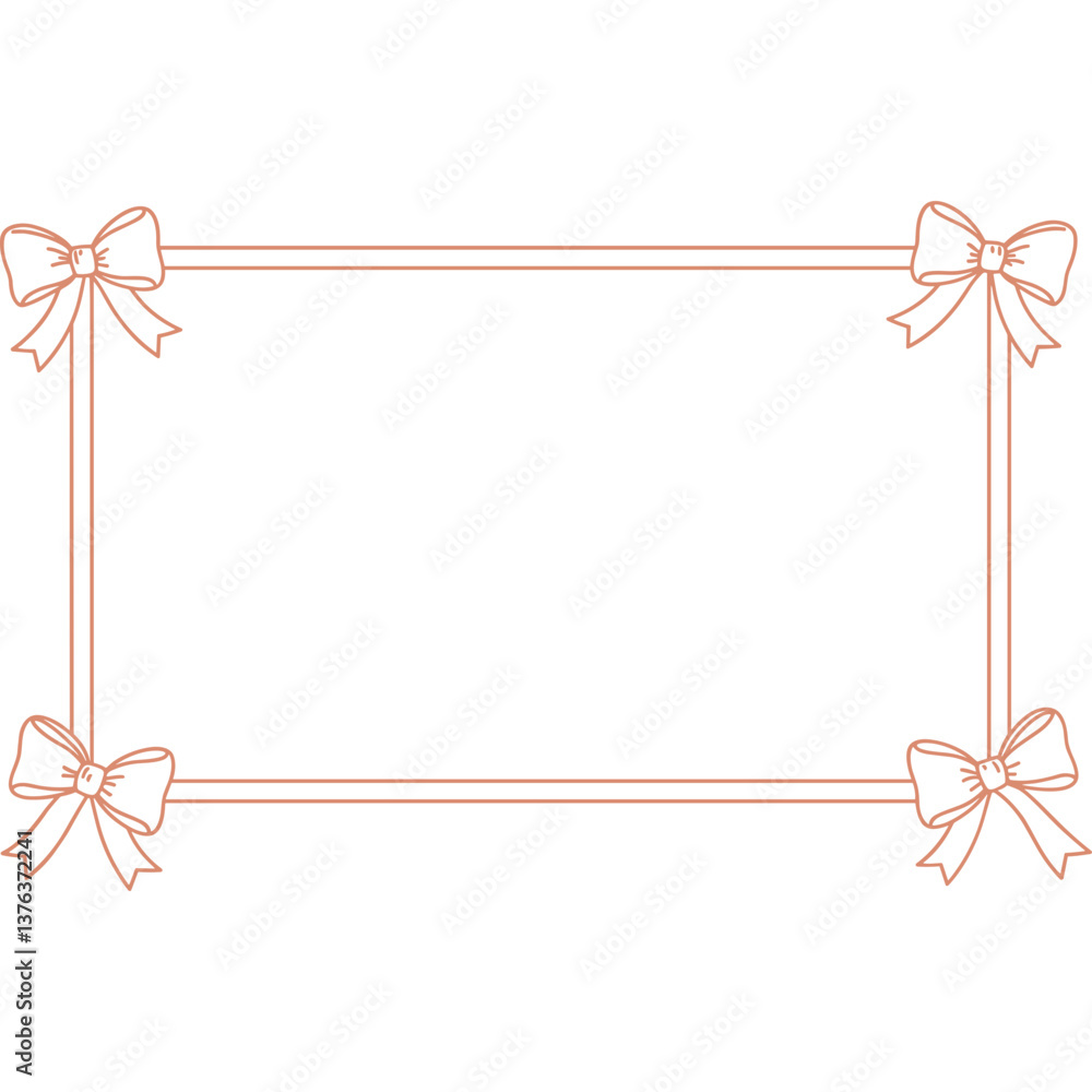 Poster Decorative frame with bows design. Frame with bows in each corner. Bow frame design