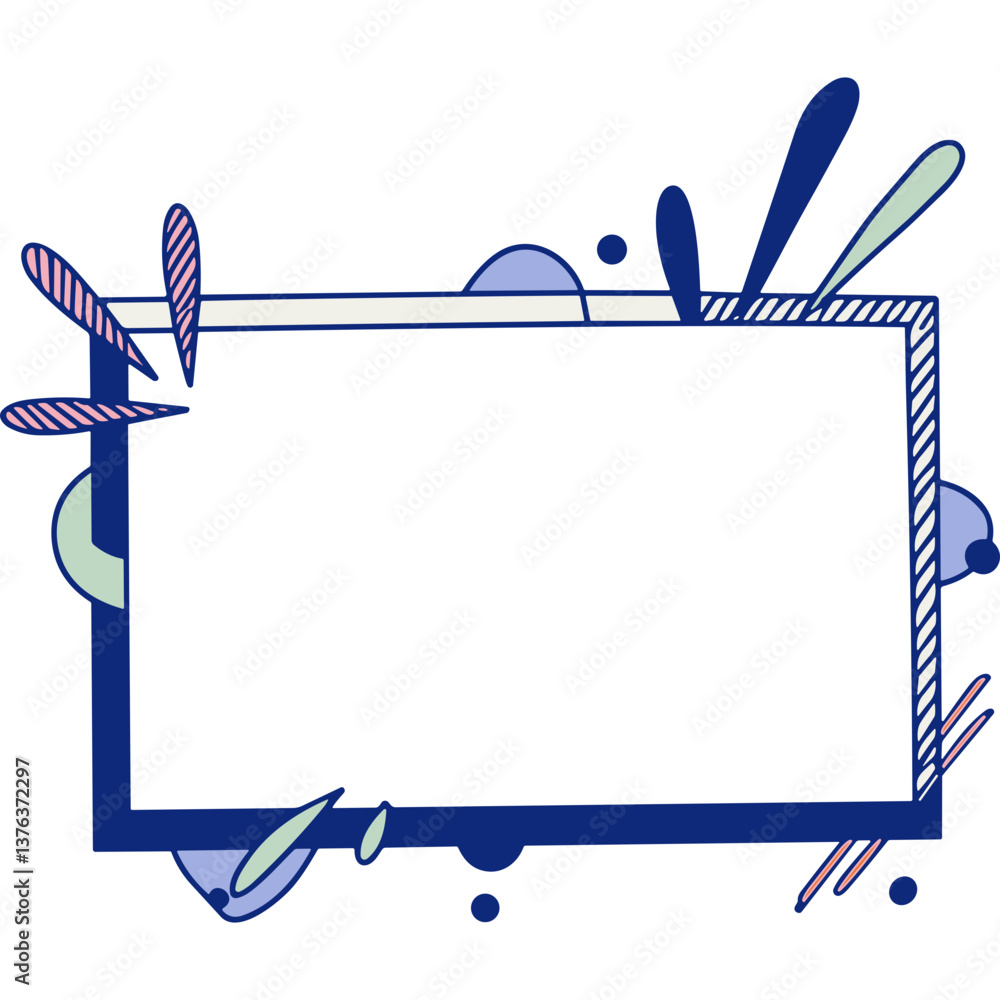 Poster decorative graphic frame with outline and abstract shapes. abstract decorative frame with geometric 