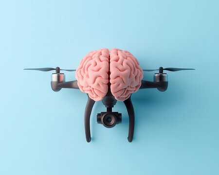 Braincomputer interface controlling a drone through neural input, showcasing modern mindmachine technology