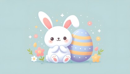 cute illustration of easter bunny with easter egg