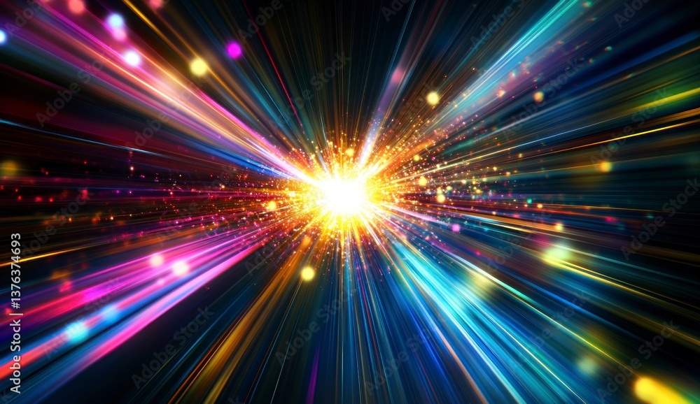 Aufkleber dynamic light streaks emanating from a central point with colorful flare