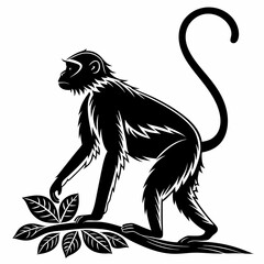 monkey black silhouette icon vector