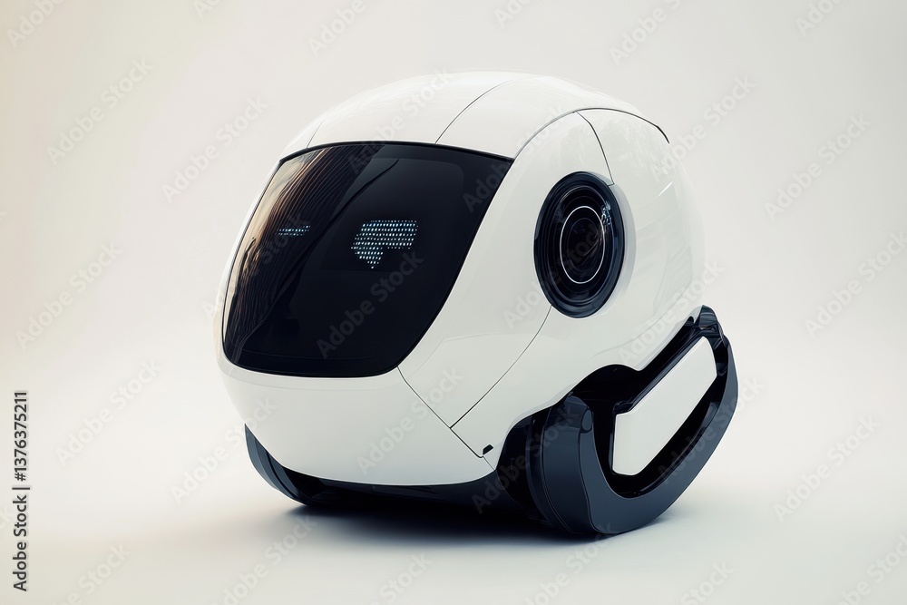 Poster futuristic robot helmet designed for immersive experiences and technology applications
