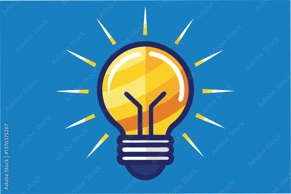 Poster bright light bulb illustration with vibrant background showcasing innovation and creativity in a mod