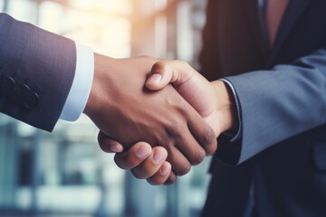 POV close up of a businessman handshake for teamwork of business merger and acquisition