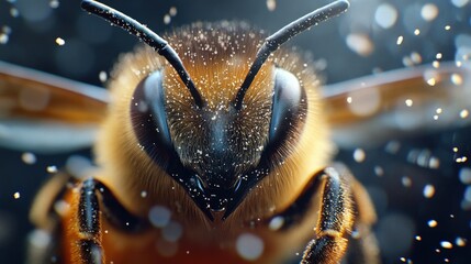 Macro photography of a honey bee garden nature image close-up insect behavior
