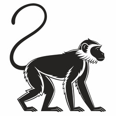 monkey black silhouette icon vector