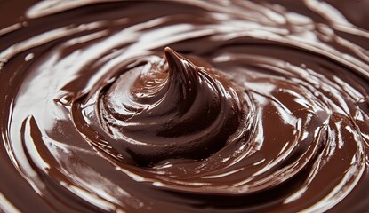 Melted chocolate swirls in a close-up view