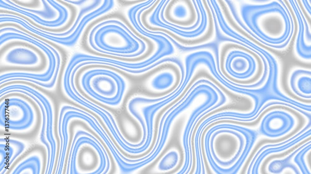 Poster 4K light blue and gray abstract topographic map animation with fluid contours and seamless looping effect