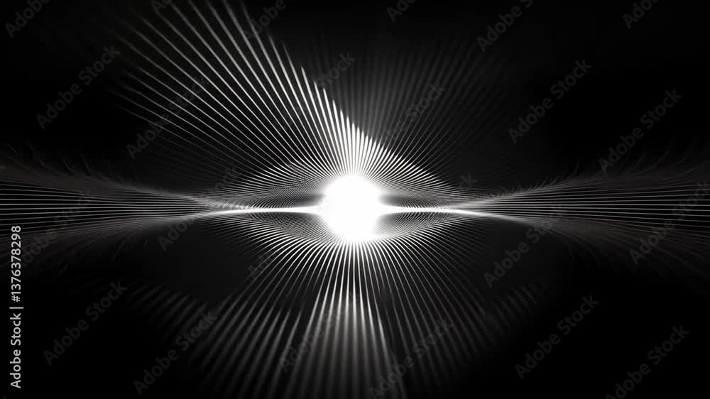 Poster abstract light beam with dynamic waves and radiant core in dark space, creating a mesmerizing visual