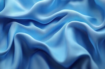 Fototapeta premium An elegant blue silk texture scene, a piece of blue silk fabric with flowing folds and delicate texture