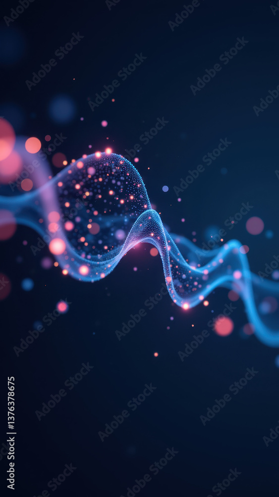 Poster image showcases a dynamic visual representation of glp-1, featuring vibrant particles and fluidic mo