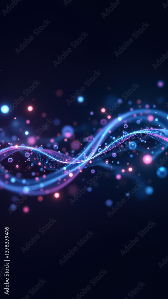 Poster glp1 abstract concept with colorful particles and waves.