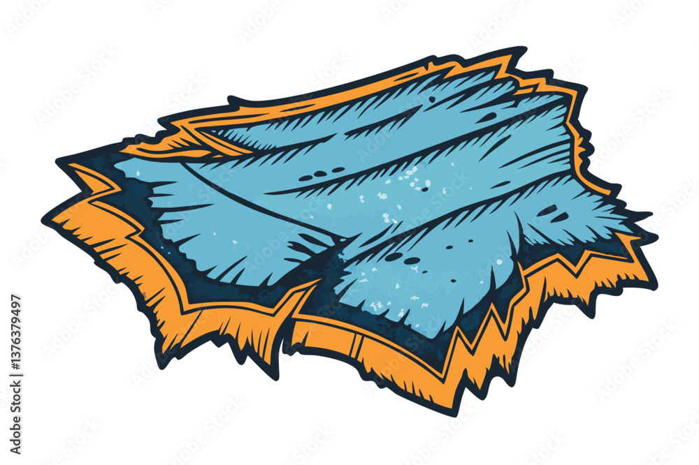 Aufkleber vector illustration of a torn paper sheet with a blue background showing texture and details