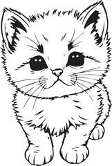 Cute kitten. Hand drawn vector illustration