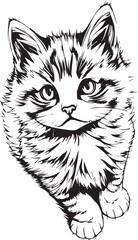 Cute kitten. Hand drawn vector illustration