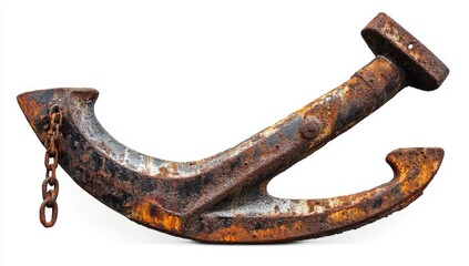 Rusted anchor on white background