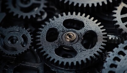 Detailed close-up view of intricately interconnected gears
