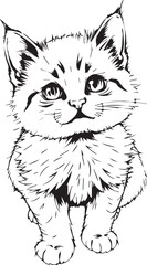 Cute kitten. Hand drawn vector illustration