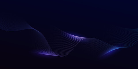 Abstract glowing wave lines on dark blue background. Dynamic wave pattern. Modern flowing wavy lines and Futuristic technology concept