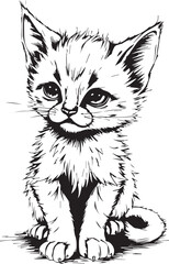Cute kitten. Hand drawn vector illustration