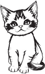 Cute kitten. Hand drawn vector illustration
