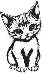 Cute kitten. Hand drawn vector illustration