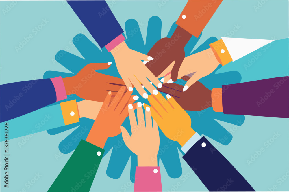 Fototapete diverse hands coming together symbolizing collaboration and unity in a professional setting to achie