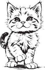 Cute kitten. Hand drawn vector illustration