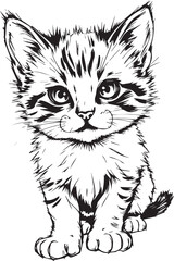 Cute kitten. Hand drawn vector illustration