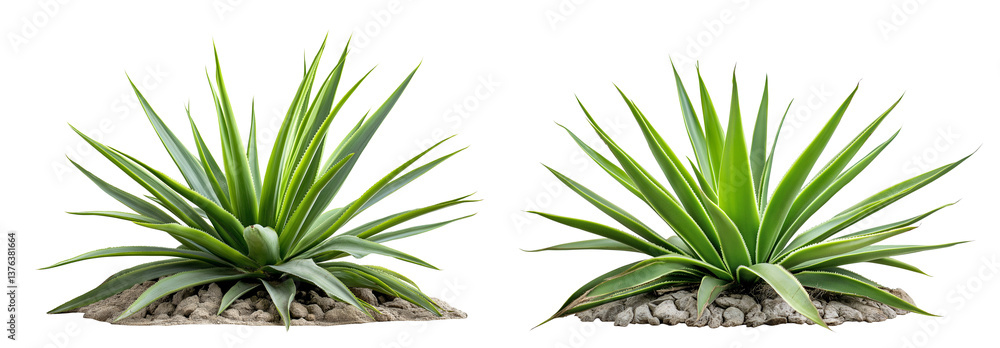Poster set of yucca tree isolated on white or transparent background