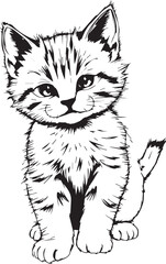 Cute kitten. Hand drawn vector illustration