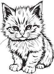 Cute kitten. Hand drawn vector illustration