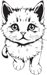 Cute kitten. Hand drawn vector illustration