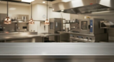 Restaurant kitchen counter top.