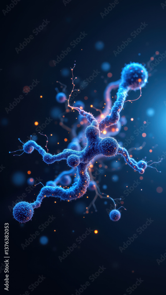Aufkleber 3d rendering of a glowing glp-1 molecule with a circuit board backdrop, symbolizing biotech and digi