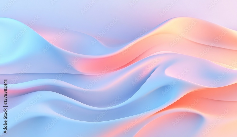 Poster pastel wave abstract background with smooth flowing lines and light colors