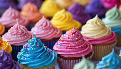 Colorful cupcakes in various shades