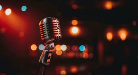 Retro Microphone on Stage.