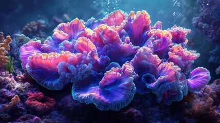 Obraz premium Vibrant Underwater Coral Reef Scene Stunning Pink and Purple Coral Formation
