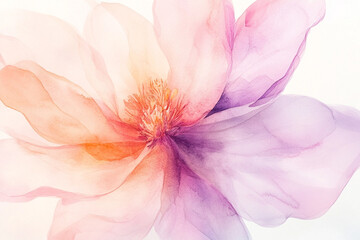 Obraz premium A beautiful watercolor flower featuring soft pink and purple hues, exuding elegance in a minimalist style and showcasing its fine details