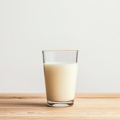Refreshing Glass of Milk on Wooden Table Healthy Dairy Drink Concept