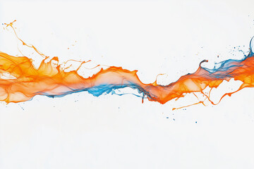painting of a line of orange and blue paint. The line is long and curvy, and the colors are bright and bold. The painting evokes a sense of movement and energy, as if the paint is flowing