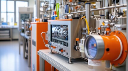 Naklejka premium Showcase of innovative laboratory equipment in a cleanroom environment