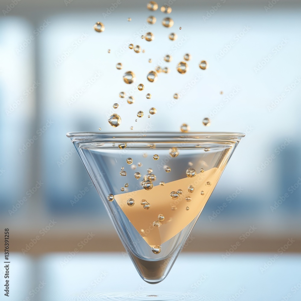 Poster floating filter paper in glass funnel laboratory high-resolution image modern environment close-up v
