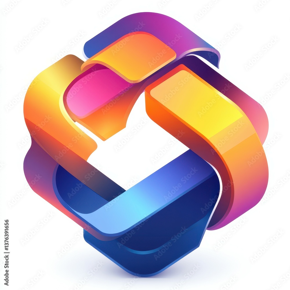 Poster colorful geometric shape with vibrant gradients creating a modern and dynamic design in a digital ar