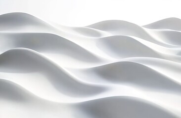 Fototapeta premium An abstract white wavy surface with soft curves and undulations, pure white background
