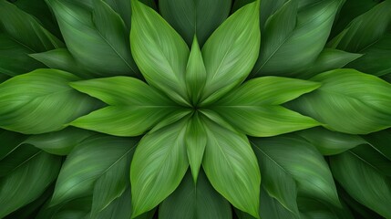 Obraz premium Botanical composition vibrant green leaves from above