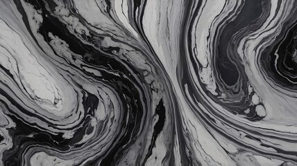 Abstract black and white marbled texture featuring fluid swirls and intricate patterns.
