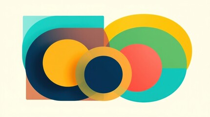 Geometric Shapes Overlapping Design with Circles and Square Pattern